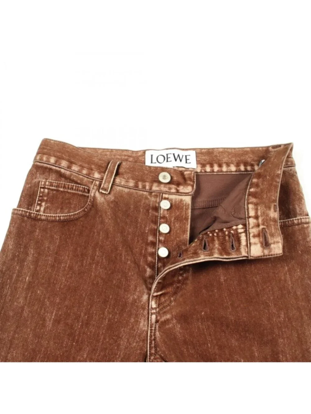 Loewe Denim Pants Washed Velour Button Fly Cotton